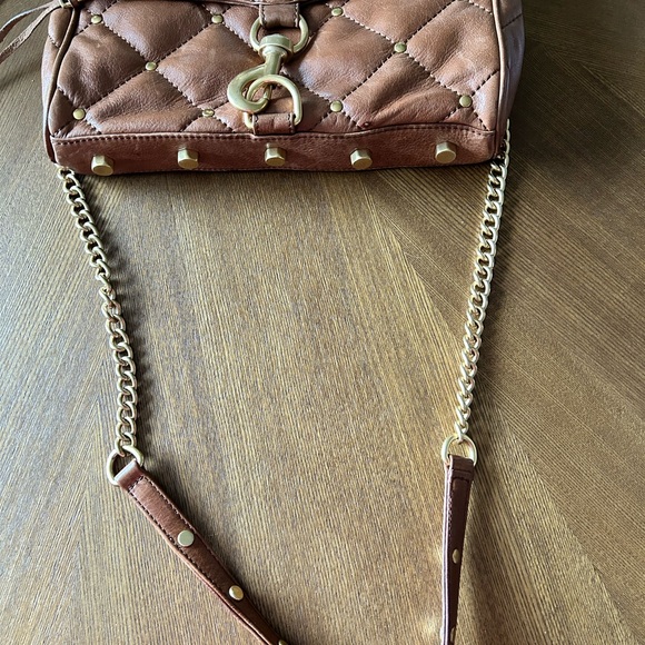 Rebecca Minkoff brown quilted leather crossbody purse bag gold hardware - Picture 15 of 16